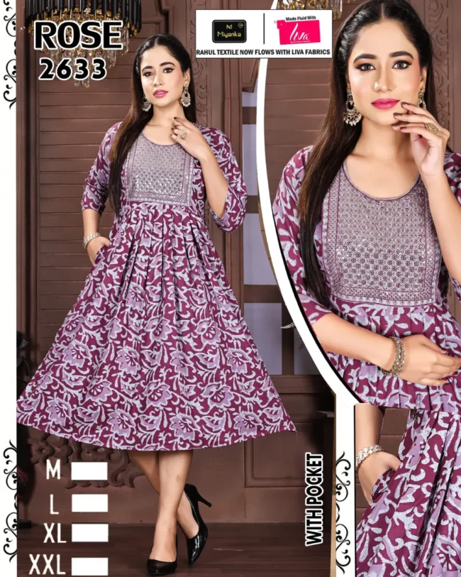 Rose miyanka kurti (Wine White)