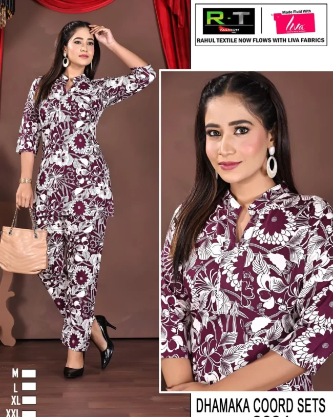 Dhamaka r-t top pent set (Maroon)