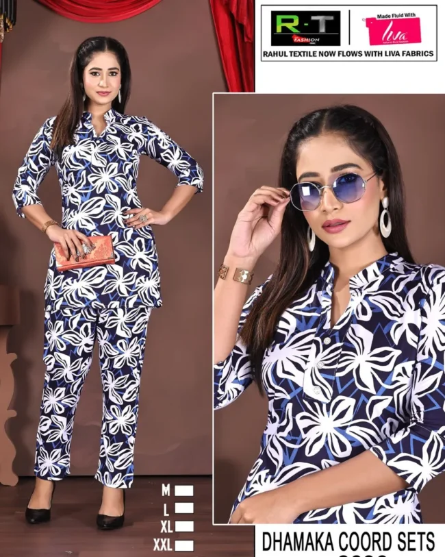 Dhamaka r-t top pent set (Navy Blue)