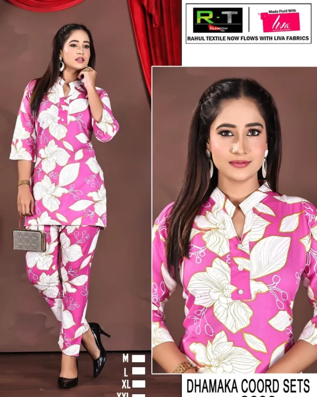 Dhamaka r-t top pent set (Baby Pink)