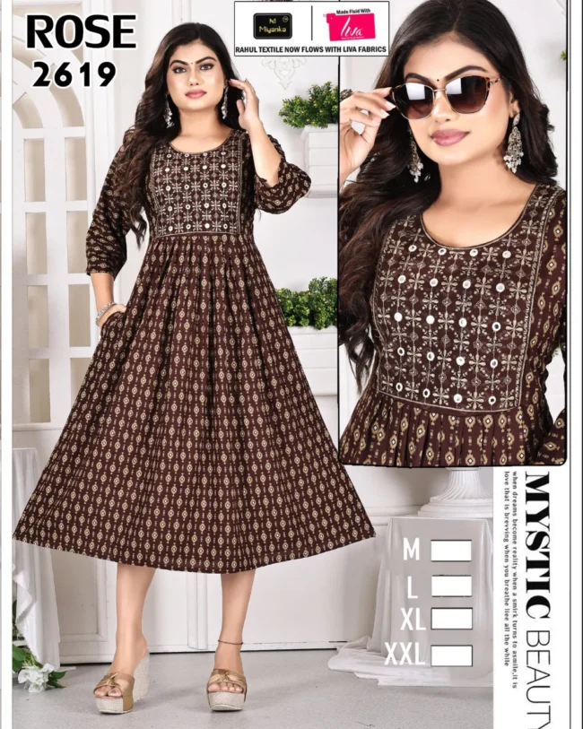 Rose miyanka kurti (Coffee Brown)