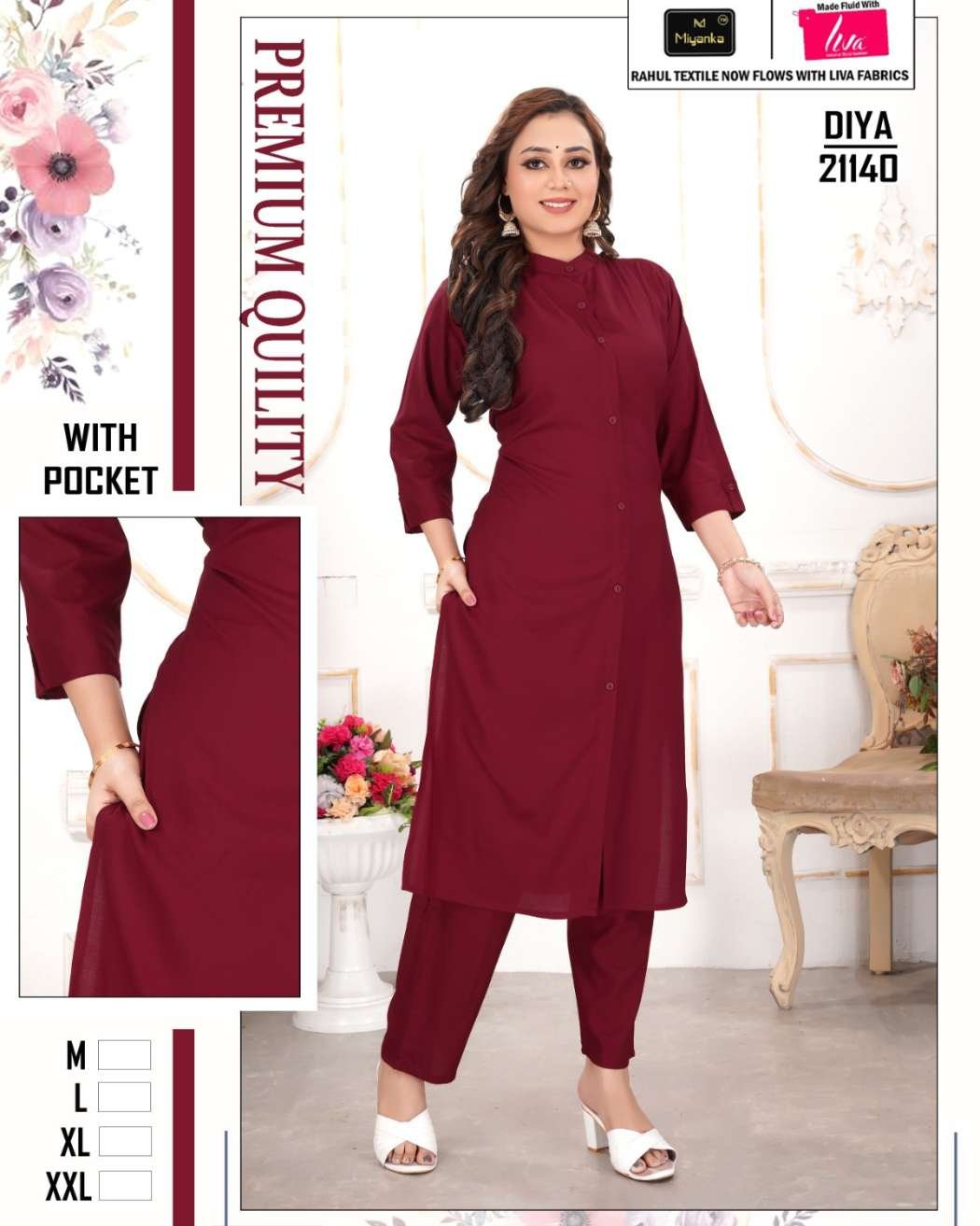 DIYA MIYANKA Kurti Set (Maroon)