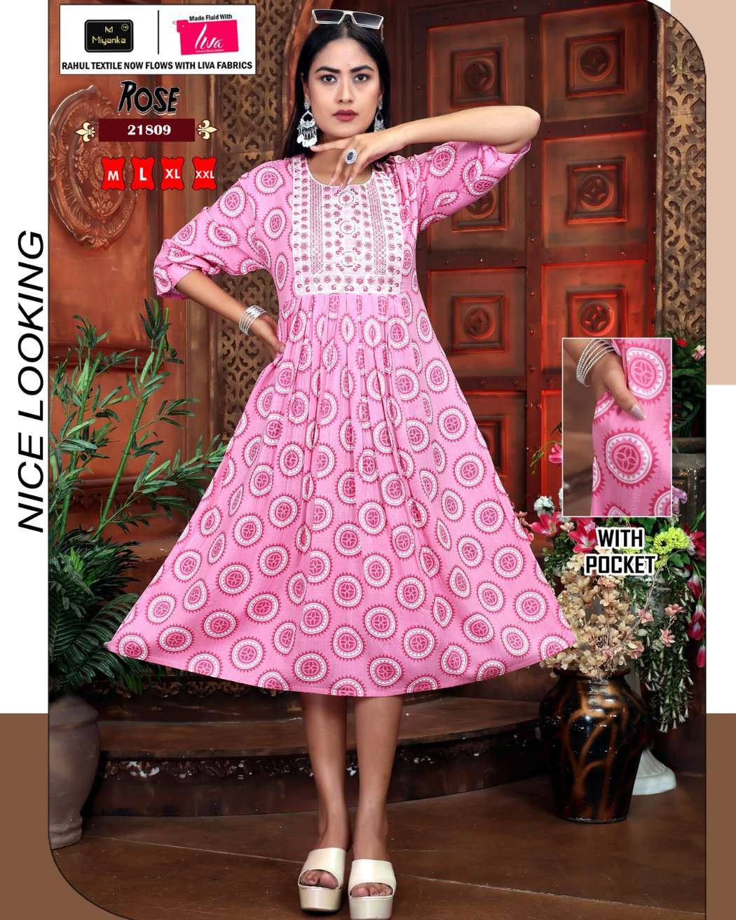 Rose miyanka kurti (Light Pink with White print)