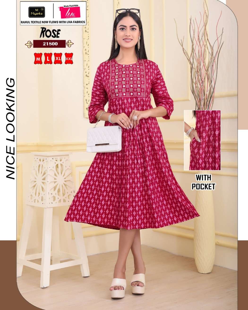 Rose miyanka kurti (Magenta)