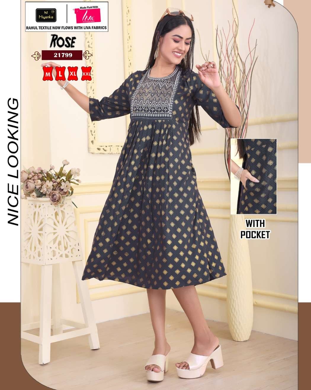 Rose miyanka kurti (Slate)