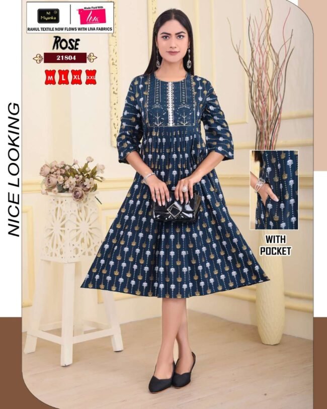 Rose miyanka kurti (Dark Blue)