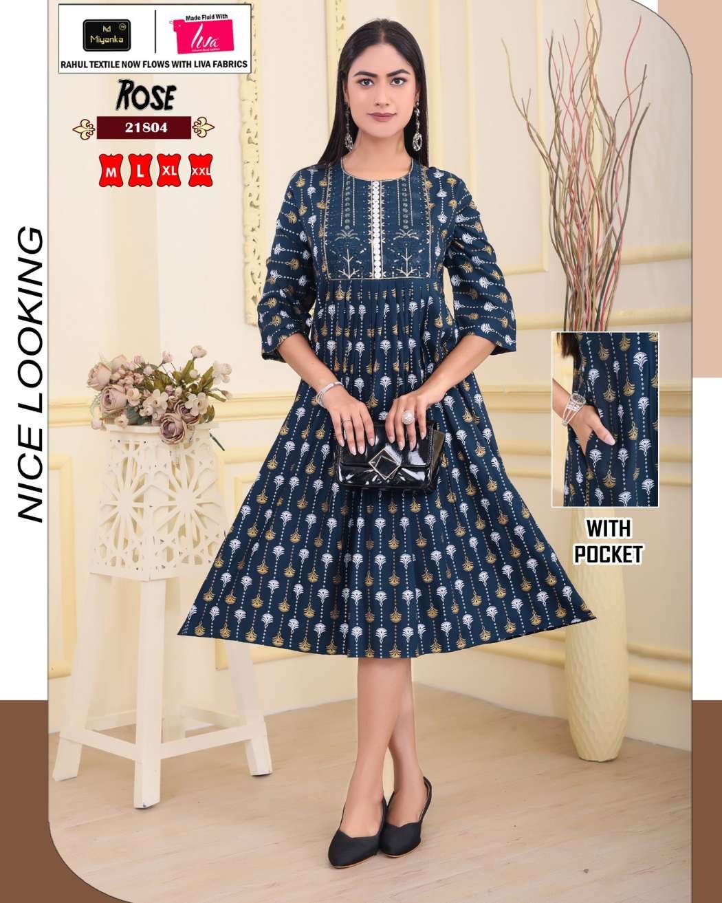 Rose miyanka kurti (Dark Blue)