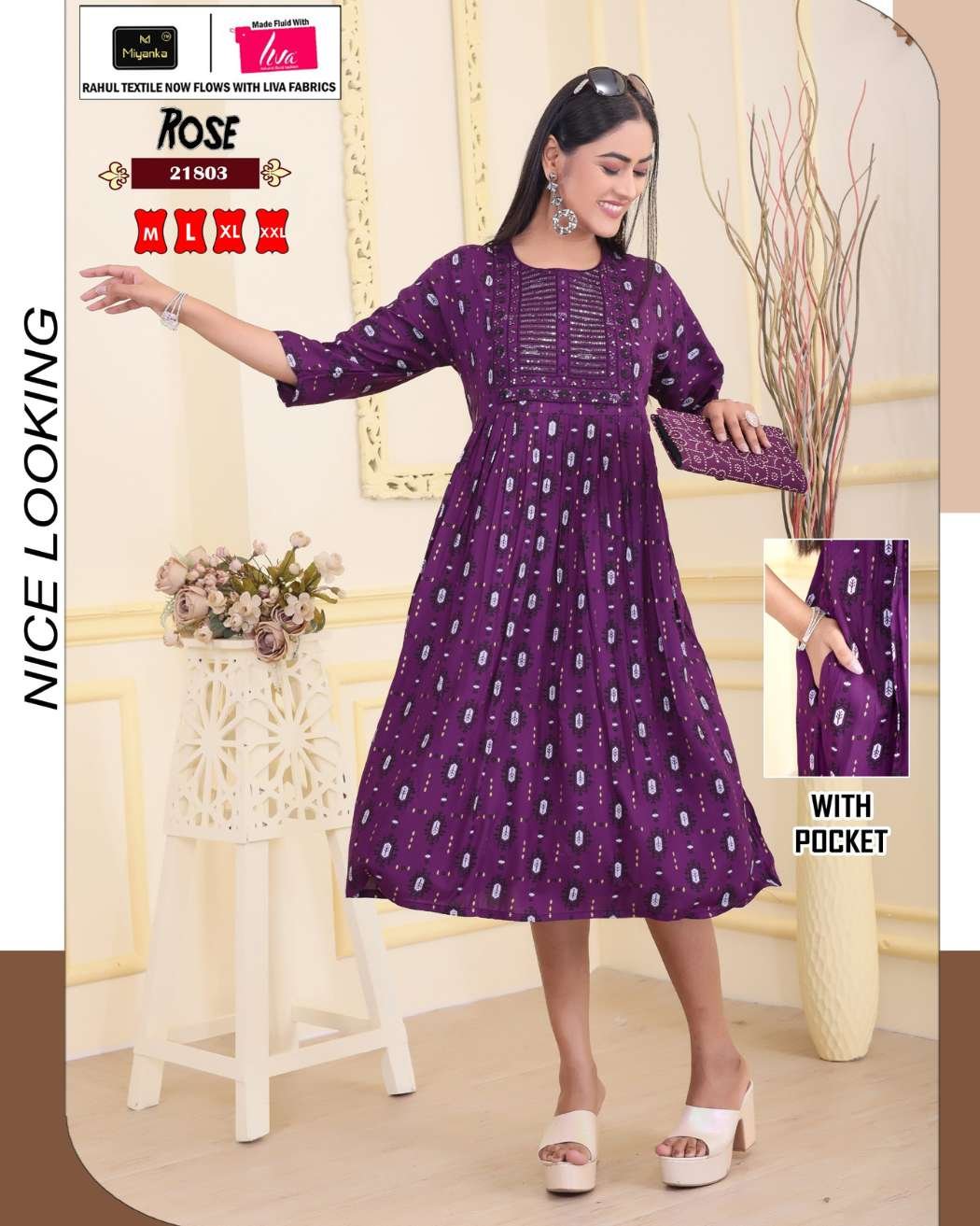 Rose miyanka kurti (Purple)